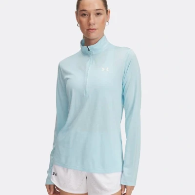 Abbildung von Under Armour TECH ZIP Twist Langarmshirt, Damen, Größe: Large, Blue stream