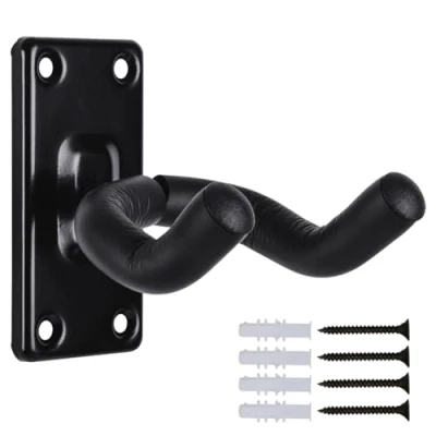 Abbildung von WOGOD Gitarren Wandhalterung, Hakenhalter, Ständer, Gitarrenaufhänger, Haken für Akustik , Elektro und Bassgitarren (1 Stück, schwarz)
