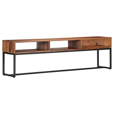 Abbildung von vidaXL Sheeshamholz Massiv TV Schrank mit 1 Schublade 2 offenen Fächern Lowboard Fernsehschrank Fernsehtisch Sideboard Möbel Board 160x30x45cm