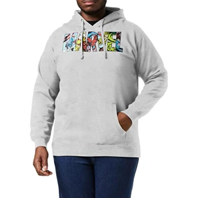 Abbildung von Marvel Herren Logo Characters Kapuzenpullover, Grau (Grey Marl SPO), XX Large