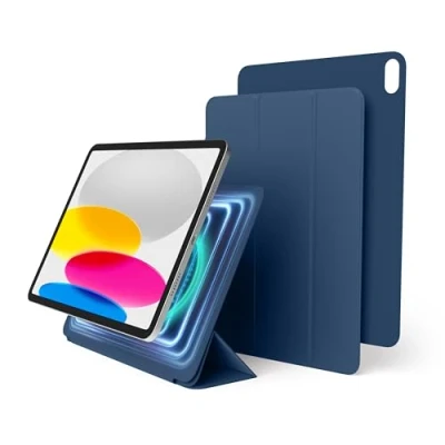 Abbildung von elago Magnetische Folio Hülle Kompatibel mit iPad 10. Generation [10,9&quot;] Rückwand Kann an Metallmaterialien Befestigt Werden, Apple Pencil und elago&#039;s (Blau)