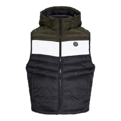 Abbildung von JACK&amp;JONES JUNIOR Jungen JJESPRINT Puffer Bodywarmer Hood JNR Weste, Black/Detail:White/Rosin Blocking, 128