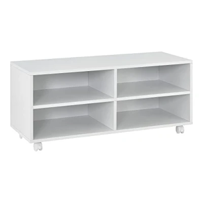 Abbildung von en.casa Lowboard, »Gränne« Rollbares Regal 90x35x40,5 cm Sideboard Weiß, matt, 5 matt
