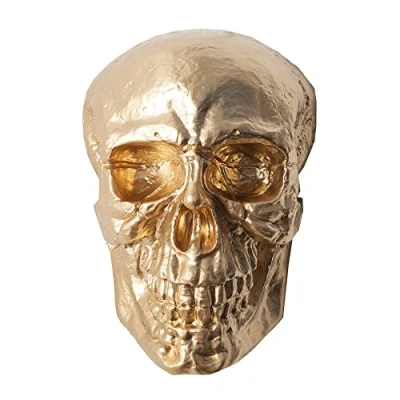 Abbildung von riess ambiente Wanddekoobjekt SKULL XXL 40cm gold (Einzelartikel, 1 St), Metall · Totenkopf Deko Schädel Schlafzimmer Wohnzimmer