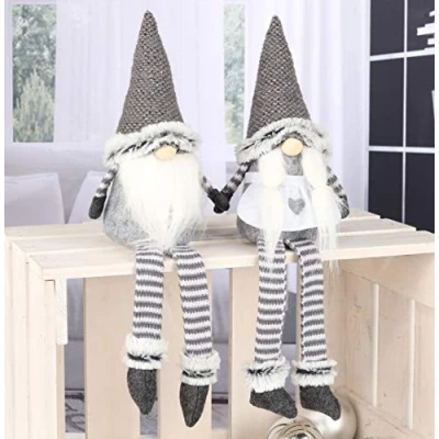 Abbildung von Weihnachtswichtel im 2er Set (Mann und Frau) Wichtel sitzend 44cm Deko Weihnachtszeit