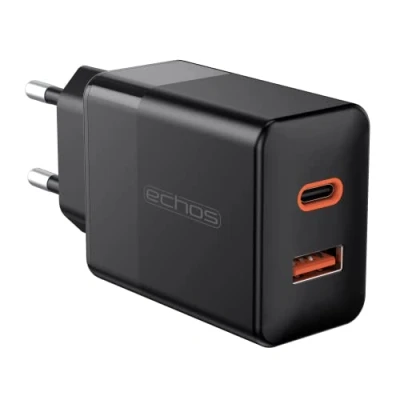 Abbildung von Echos 25W Ladegerät Dual Port USB C A Schnellladegerät Power Netzteil PD QC 3.0 für iPhone Samsung Galaxy Ipad Xiaomi HTC Sony LG und viele mehr Schnelllader Handys