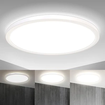 Abbildung von B.K.Licht Deckenleuchte Deckenlampe Ultraflach Backlight 4000K 22W 3000lm BKL1312, LED fest integriert, Neutralweiß, Memory indirektes Licht Weiß 420x29mm (DxH) IP20