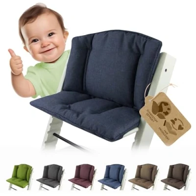 Abbildung von Sitzkissen Ersatzbezug Bezug Kissen Set Sitzverkleinerer kompatibel mit Stokke Tripp Trapp für Hochstuhl Kinderstuhl Mod. 1 (meliert marine)