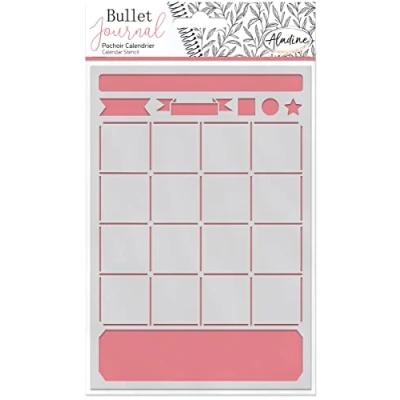 Abbildung von Aladine Kalender Schablone für Bullet Journal Scrapbooking und kreative Hobbys Format A5, Buchstaben Stil Brush