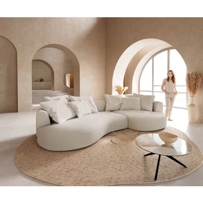 Abbildung von DELIFE Big Sofa Edina, Bouclé Creme Weiß 330x170 cm