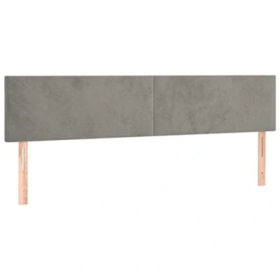 Abbildung von vidaXL Kopfteil 2 STK., Bettkopfteil mit Holzbeinen, Höhenverstellbar Polsterkopfteil für Bett, Betthaupt Bettzubehör Schlafzimmer, Hellgrau 80x5x78/88cm Samt