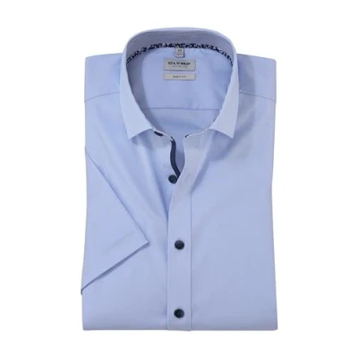 Abbildung von OLYMP Herren Oberhemd Kurzarm Level Five Body fit,Einfarbig,Body fit,Modern Kent,bleu 11,41
