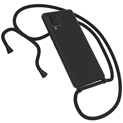 Abbildung von EAZY CASE Premium Silikon Handykette kompatibel mit Samsung Galaxy A42 5G Handyhülle Umhängeband, Handykordel Schutzhülle, Silikonhülle, Hülle Band, Kette für Smartphone, Schwarz