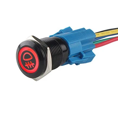 Abbildung von ETOPARS Schwarze Schale 19mm KFZ Kippschalter Wippschalter Druckschalter Schalter Drucktaster 12V Rot Licht Metall Nebelleuchte Steckdose Stecker