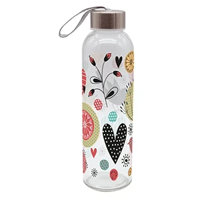 Abbildung von Geda Labels GmbH Trinkflasche Blumen, Rot, 500 ml, spümaschinengeeignet