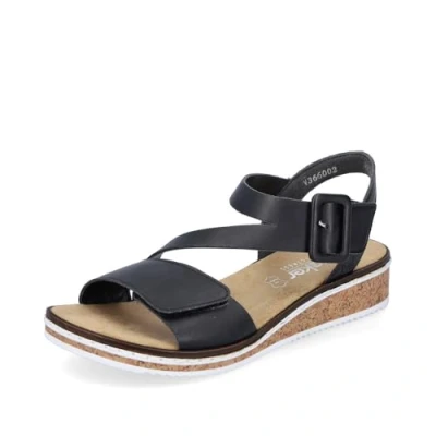 Abbildung von Rieker Damen Klassische Sandalen V3660, Frauen Sandalen,Sommerschuhe,Freizeitschuhe,offene Schuhe,Strandschuhe,schwarz (02),42 EU / 8 UK