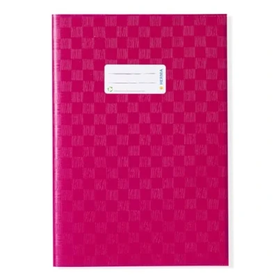 Abbildung von HERMA 7452 Heftumschlag A4 Bast Pink, Hefthülle mit Beschriftungsetikett &amp; Baststruktur aus strapazierfähiger abwischbarer Polypropylen Folie, Heftschoner für Schulhefte, farbig