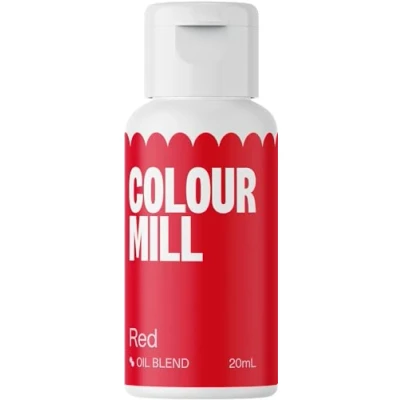 Abbildung von Colour Mill Oil Blend Red Lebensmittelfarbe auf Ölbasis Lebensmittelfarben für Schokolade, Fondant, Cupcakes, Kuchen, Backen, Macaron Food Coloring Tortendeko 20ml