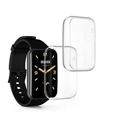 Abbildung von kwmobile 2X Schutzhülle kompatibel mit Xiaomi Mi Band 7 Pro Hülle Fullbody Cover Set aus Silikon Transparent