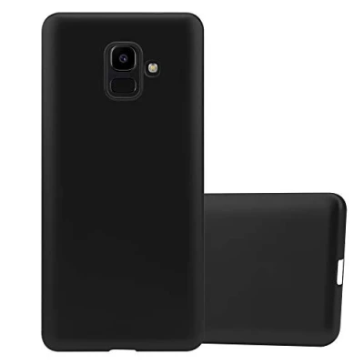 Abbildung von Cadorabo Hülle kompatibel mit Samsung Galaxy J6 2018 Schutzhülle TPU Silikon Case Metallic Design Slim Kratzfest Weiche Gummi Rundumschutz für in Schwarz