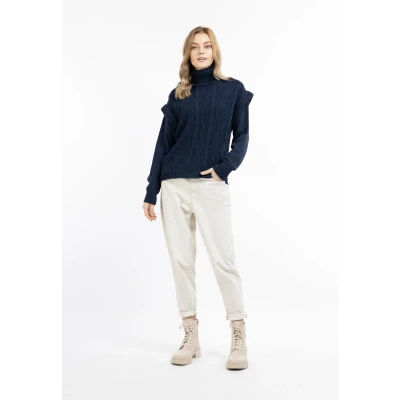 Abbildung von DREIMASTER Vintage Damen Strickpullover M/L / Marine 74% Polyacryl 26% Polyester