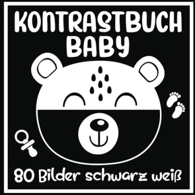 Abbildung von Kontrastbuch baby Bilder Schwarz weiß: Babybuch ab 0 monate 80 kontrastreiche Tiere Farben Natur weiß buch bilderbuch.