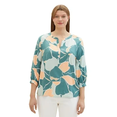 Abbildung von TOM TAILOR Damen Plussize Tunica Bluse mit Muster, 34845 Abstract Flower Print, 54