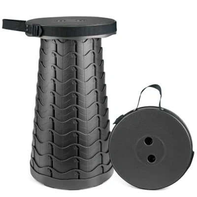 Abbildung von Hesanzol Tragbarer Teleskophocker, einziehbarer Klapphocker für Camping, Garten, Angeln, Wandern, Reisen, Grillen, verstellbare Klapphocker, maximale Traglast 180 kg