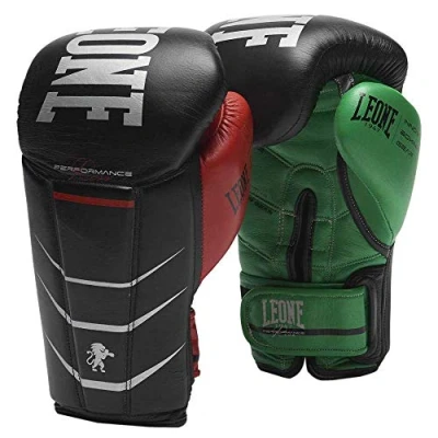 Abbildung von LEONE 1947 Revo Performance Boxhandschuhe Unisex Erwachsene, Schwarz/Rot/Grün, 16 oz