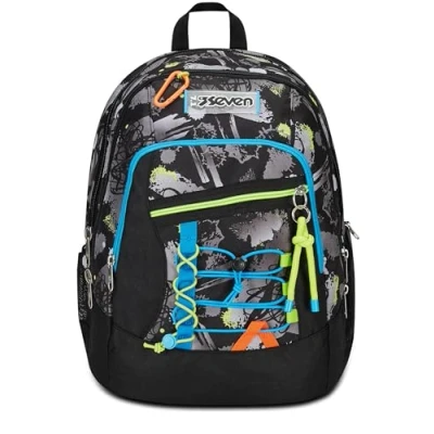 Abbildung von Seven Rucksack, Backpack für Schule, Uni &amp; Freizeit, Geräumige Schultasche Teenager, Mädchen, Jungen, Gepolsterter Schulranzen; mit Laptopfach Advanced DRIPPED BOY, blau