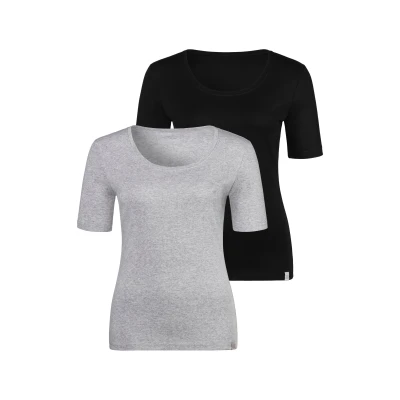 Abbildung von Bench Tshirt basic Schwarz / graumeliert, Damen, Größe: 44/46, grau meliert