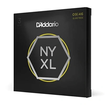 Abbildung von D&#039;Addario E Gitarren Saiten Gitarrensaiten Gitarre Electric Guitar Strings NYXL0946 P Nickel Wound Super Light Top Regular Bottom 9 46 3 Sets