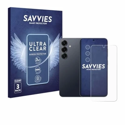 Abbildung von Savvies 6 Stück Schutzfolie für Samsung Galaxy S25 (Display+Kamera) Displayschutz Folie Ultra Transparent