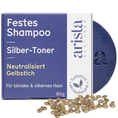 Abbildung von Arista festes Silbershampoo Anti Gelbstich Shampoo pflegendes Silver für blondes, blondiertes, weißes &amp; graues Haar No Orange Yellow Silber Purple