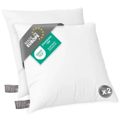 Abbildung von FAM Home Kissen 80x80 2er Set Weiches Mikrofaser Kopfkissen Allergiker mit Optimaler Stütze für Nacken und Kopf Innenkissen Atmungsaktiv Feuchtigkeitsregulierend Antibakteriell