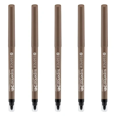 Abbildung von essence SUPERLAST 24h eyebrow pomade pencil waterproof, Augenbrauenstift, Nr. 20, Braun, vegan, wasserfest, ohne Mikroplastikpartikel, Nanopartikel frei, 5er Pack (5x0.31g)