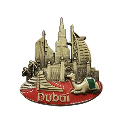 Abbildung von 3D Dubai UAE Wahrzeichen Kühlschrankmagnet Souvenir Metal Collection, Geschenk Magnetic Sticker Home Küche Dekoration