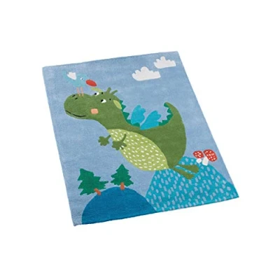 Abbildung von Kinderteppich 100% Baumwolle in Handarbeit hergestellt, Drache, 100 x 130 cm