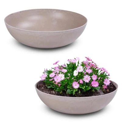 Abbildung von matches21 HOME &amp; HOBBY Pflanzschale für draussen in Sand Farben marmoriert 30 x 9 cm als wetterfeste Blumen Schale
