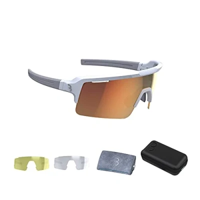 Abbildung von BBB Cycling Unisex Adult Fahrrad Sportbrille Modernes Großes Glas Grilamid MTB Rennrad Kies Damen und Herren Weiss Fuse BSG 65, Matt White, One Size