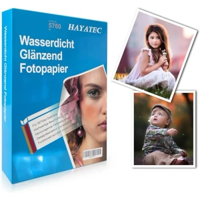 Abbildung von 100 Blatt Fotopapier 13x18 cm hoch glänzend Tintenstrahldrucker 240g/m² Fotokarten Photokarten Sofort Trocken Wasserfest Hochweiß Fotoblätter