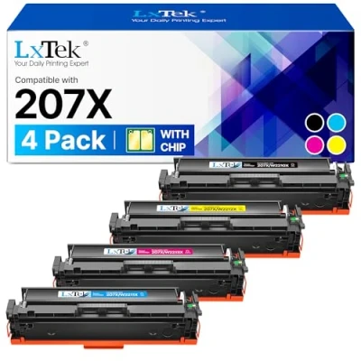 Abbildung von LxTek 207A 207X Mit Chip Kompatibel für HP W2210A W2210X Color Laserjet Pro MFP M283FDW M283FDN M255DW M282NW M255 M282 M283 (4er Pack)