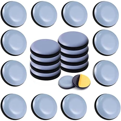 Abbildung von Uni Fine 24 Stück 20mm Teflongleiter Selbstklebend,Runde Form Robuste Teflongleiter, Selbstklebende Möbelschieber, Teppichgleiter, PTFE Gleitoberfläche Für EIN leichtes Verschieben Schwerer Möbel