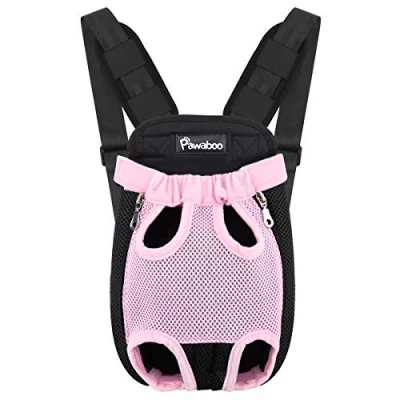Abbildung von Pawaboo Haustier Rucksack Hund Tragetasche, Verstellbar Beinen heraus Rucksäcke Tragbar Reisetasche, Atmungsaktiv und Bequem Speziell für Klein Mittler Katze Welpen, S, Rosa