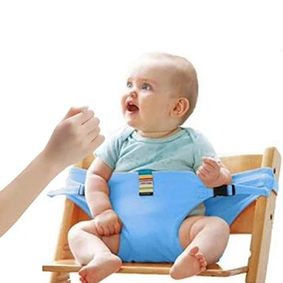 Abbildung von Lychee Faltbar Tragbar Esszimmerstuhl Sicherheitsgurt Schutzgurt Anschnallgurt für Baby und Kleinkind (Blau)