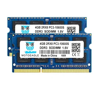 Abbildung von 8GB Kit (2x4GB) DDR3 1333MHz PC3 10600S 4GB SODIMM 204 Pin Non ECC 1.5V CL9 2Rx8 Dual Rank Notizbuch Arbeitsspeicher