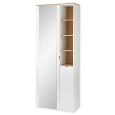 Abbildung von BARI Garderobenschrank mit Spiegel in Weiß, Artisan Eiche Optik FSC zertifiziert Moderner Flurgarderoben Schrank viel Stauraum 78 x 202 38 cm (B/H/T)