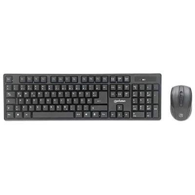 Abbildung von Manhattan Products Wireless Desktop Set PC Funkmaus &amp; Funktastatur, Gaming Mouse, Tastatur, Maus, USB Funkempfänger, Computer, Zubehör Schwarz