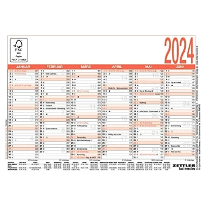 Abbildung von Arbeitstagekalender 2024 A6 (14,8 x 10,5 cm) 6 Monate auf 1 Seite Tafelkalender Plakatkalender Jahresplaner 900 0000