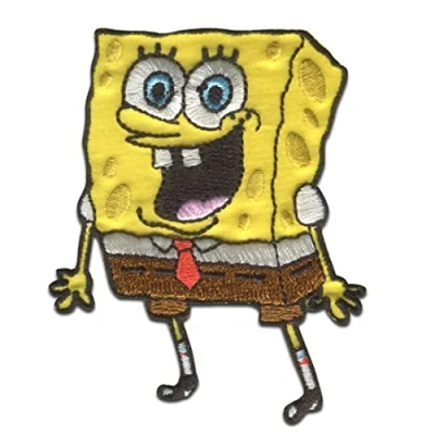 Abbildung von SpongeBob Schwammkopf Aufnäher Bügelbild, Aufbügler, Applikationen, Patches, Flicken, zum aufbügeln, Polyester, © gestickt Größe: 5,1 x 7,4 cm